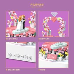 QuanGuan 100225 Quan Guan 100225 non  LOA BLUETOOTH ĐÁM CƯỚI NGỌT NGÀO bộ đồ chơi xếp lắp ráp ghép mô hình Valentine's Day STAR SOUND BOX SWEET WEDDING Lễ Tình Nhân 598 khối