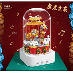 QuanGuan 100235 Quan Guan 100235 non  LION DANCE HEXIN LOA BLUETOOTH CHIẾU SÁNG HỘP NHẠC ĐỘNG bộ đồ chơi xếp lắp ráp ghép mô hình Chinese Traditional Festivals STAR SOUND BOX LION DANCE FOR THE NEW YEAR Lễ Hội Cổ Truyền 699 khối