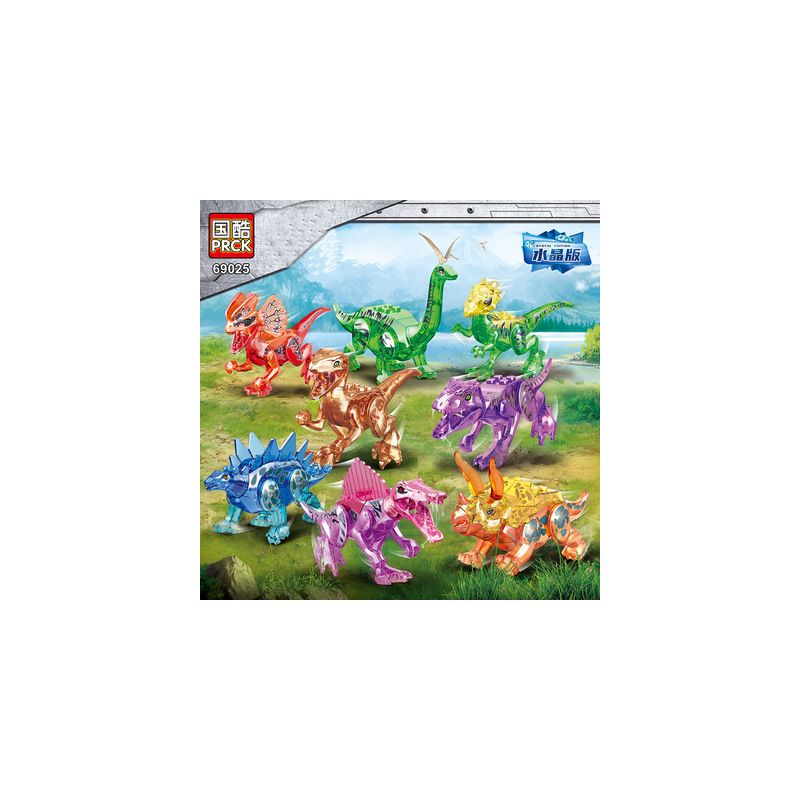 PRCK 69025 non  KHỦNG LONG TRONG SUỐT CRYSTAL 8 bộ đồ chơi xếp lắp ráp ghép mô hình Jurassic World Thế Giới Khủng Long