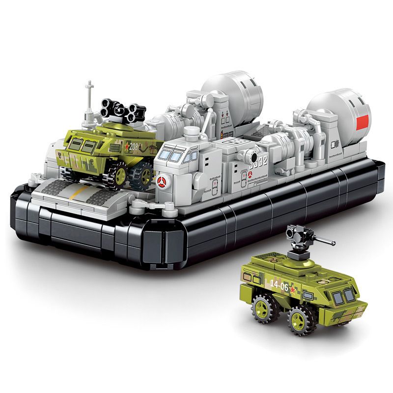 SEMBO 202048 non  TÀU ĐỆM KHÍ TYPE 726 RA MẮT bộ đồ chơi xếp lắp ráp ghép mô hình Military Army TYPE 726 LCAC HOVERCRAFT Quân Sự Bộ Đội 686 khối