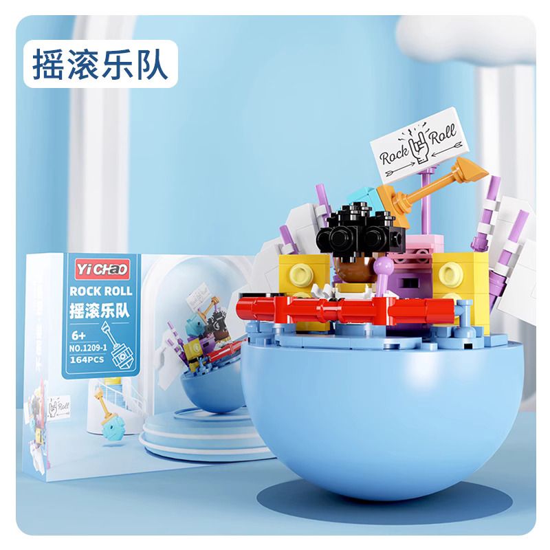 YICHAO 1209-1 non  BAN NHẠC ROCK bộ đồ chơi xếp lắp ráp ghép mô hình ROCK ROLL 164 khối