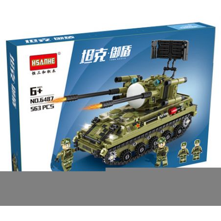 HSANHE CACO 6487 non  XE TĂNG LÁ CHẮN SÚNG PHÒNG KHÔNG bộ đồ chơi xếp lắp ráp ghép mô hình Military Army TANK SHIELD Quân Sự Bộ Đội 563 khối