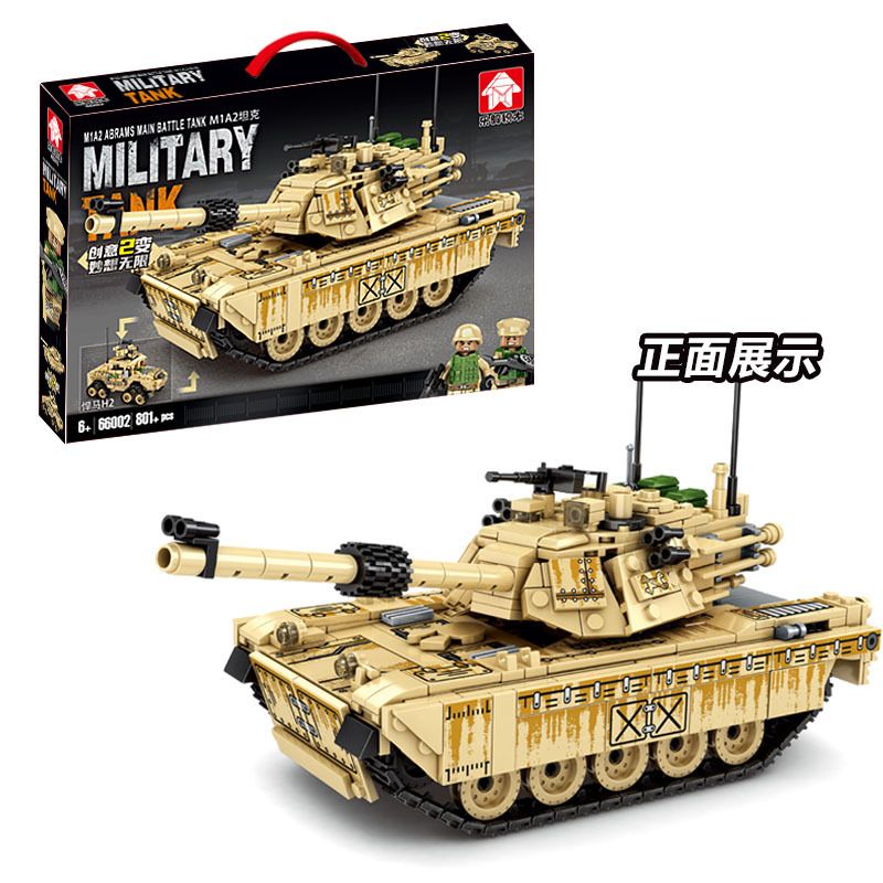 LEYI 66002 non  XE TĂNG M1A2 bộ đồ chơi xếp lắp ráp ghép mô hình Military Army MILITARY TANK M1A2 ABRAMS MAIN BATTLE Quân Sự Bộ Đội 801 khối
