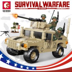 SEMBO 207121 non  XE BỌC THÉP HẠNG NHẸ HUMMER M1114 bộ đồ chơi xếp lắp ráp ghép mô hình Military Army SURVIVAL WARFARE Quân Sự Bộ Đội 497 khối