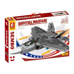SEMBO 207124 non  MÁY BAY CHIẾN ĐẤU F-22 RAPTOR bộ đồ chơi xếp lắp ráp ghép mô hình Military Army SURVIVAL WARFARE Quân Sự Bộ Đội 899 khối
