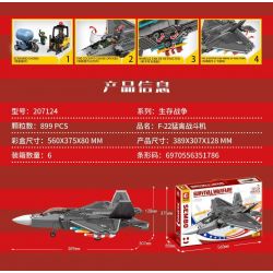 SEMBO 207124 non  MÁY BAY CHIẾN ĐẤU F-22 RAPTOR bộ đồ chơi xếp lắp ráp ghép mô hình Military Army SURVIVAL WARFARE Quân Sự Bộ Đội 899 khối