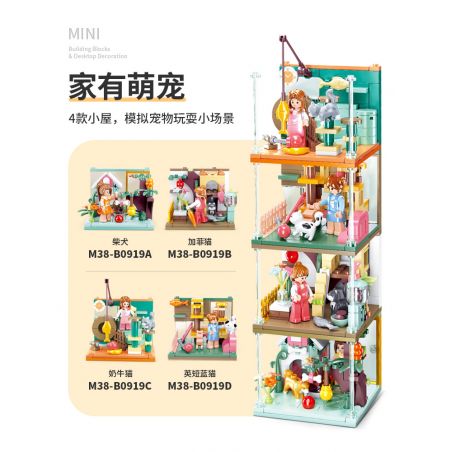 SLUBAN M38-B0919A B0919A 0919A M38B0919A 38-B0919A M38-B0919B B0919B 0919B M38B0919B 38-B0919B M38-B0919C B0919C 0919C M38B0919C 38-B0919C M38-B0919D B0919D 0919D M38B0919D 38-B0919D non  NHÀ CÓ THÚ CƯNG DỄ THƯƠNG 4 CỬA HÀNG GARFIELD MÈO SỮA XANH NGẮN bộ đồ chơi xếp lắp ráp ghép mô hình Modular Buildings Mô Hình Nhà Cửa 427 khối