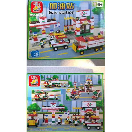 SLUBAN M38-B2600 B2600 2600 M38B2600 38-B2600 non  TRẠM XĂNG bộ đồ chơi xếp lắp ráp ghép mô hình City GAS STATION Thành Phố 435 khối
