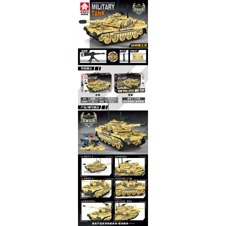 LEYI 66008 non  XE TĂNG THÁCH THỨC bộ đồ chơi xếp lắp ráp ghép mô hình Military Army MILITARY TANK CHALLENGER MAIN BATTLE Quân Sự Bộ Đội 536 khối