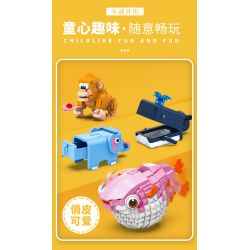 OPENING KD99002-2 99002-2 non  CÁ VOI TÒ MÒ bộ đồ chơi xếp lắp ráp ghép mô hình CURIOUS WHALE - FUNNY AND CUTE STORAGE BOX