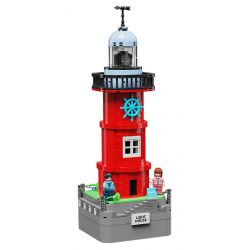 QIAO LE TONG 8811 non  HỘP NHẠC NGỌN HẢI ĐĂNG DẠ QUANG MÀU ĐỎ bộ đồ chơi xếp lắp ráp ghép mô hình Creator LIGHTHOUSE MUSIC BOX Sáng Tạo 616 khối