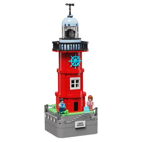 QIAO LE TONG 8811 non  HỘP NHẠC NGỌN HẢI ĐĂNG DẠ QUANG MÀU ĐỎ bộ đồ chơi xếp lắp ráp ghép mô hình Creator LIGHTHOUSE MUSIC BOX Sáng Tạo 616 khối
