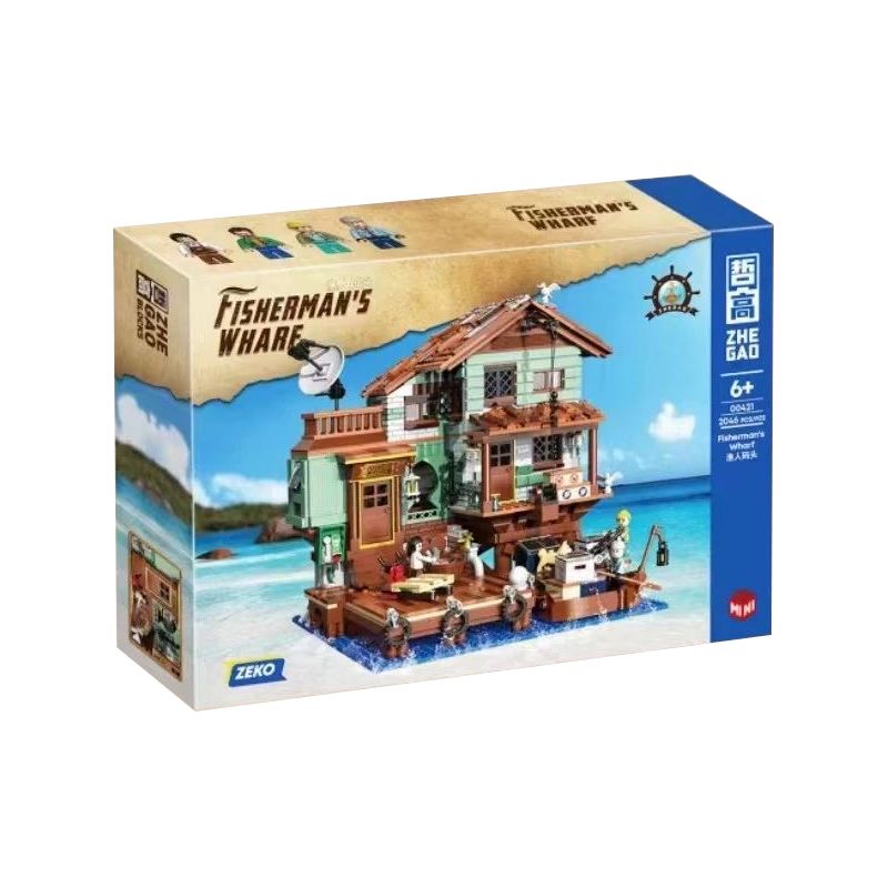 ZHEGAO 00421 non  BẾN NGƯ PHỦ bộ đồ chơi xếp lắp ráp ghép mô hình Modular Buildings FISHMAN'S WHARF Mô Hình Nhà Cửa 2046 khối