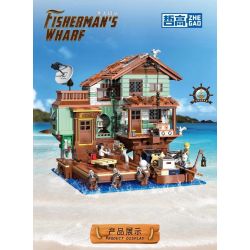 ZHEGAO 00421 non  BẾN NGƯ PHỦ bộ đồ chơi xếp lắp ráp ghép mô hình Modular Buildings FISHMAN'S WHARF Mô Hình Nhà Cửa 2046 khối