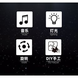 QIAO LE TONG 8810 non  HỘP NHẠC NGỌN HẢI ĐĂNG PHÁT SÁNG MÀU XANH bộ đồ chơi xếp lắp ráp ghép mô hình Creator LIGHTHOUSE MUSIC BOX Sáng Tạo 646 khối