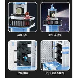 QIAO LE TONG 8810 non  HỘP NHẠC NGỌN HẢI ĐĂNG PHÁT SÁNG MÀU XANH bộ đồ chơi xếp lắp ráp ghép mô hình Creator LIGHTHOUSE MUSIC BOX Sáng Tạo 646 khối