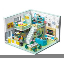 ZHEGAO DZ6106 6106 non  BEAR COZY HOUSE LOFT CĂN HỘ DUPLEX bộ đồ chơi xếp lắp ráp ghép mô hình 1035 khối