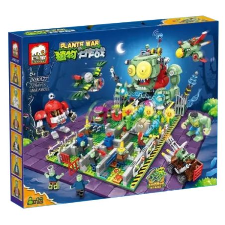 ELEPHANT JX90127 90127 non  TRẬN CHIẾN QUYẾT ĐỊNH CHỐNG LẠI ÔNG CHỦ LỚN bộ đồ chơi xếp lắp ráp ghép mô hình Plants Vs Zombies PLANTS WAR Hoa Quả Nổi Giận 2284 khối