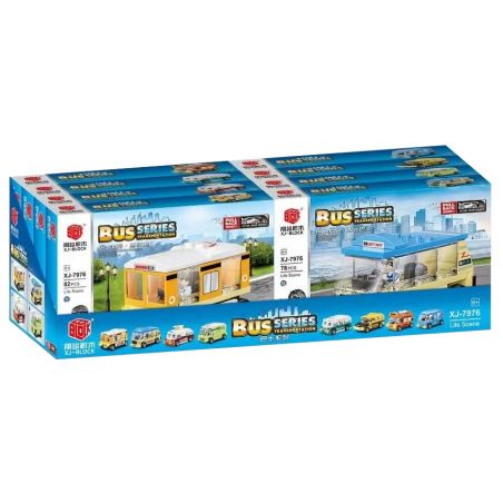 XIANG JUN XJ-7976 7976 XJ7976 non  BUS LÙI XE 8 KIỂU bộ đồ chơi xếp lắp ráp ghép mô hình Mini Racing Pacemaker BUS TRANSPORTATION Đua Xe Mini 666 khối