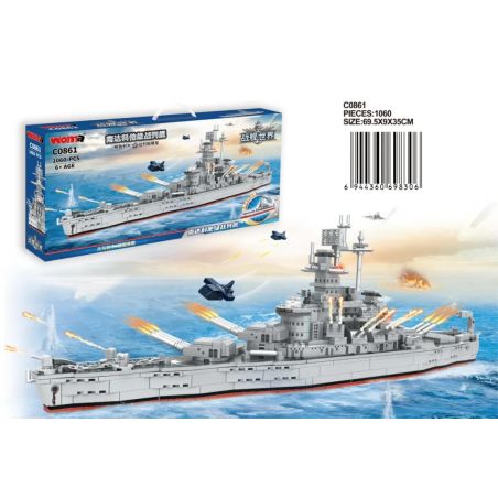 WOMA C0861 0861 non  THIẾT GIÁP HẠM LỚP NAM DAKOTA bộ đồ chơi xếp lắp ráp ghép mô hình Battle Ship Tàu Chiến 1060 khối