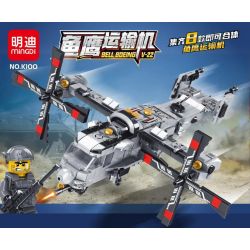 MINGDI K100 non  MÁY BAY VẬN TẢI OSPREY 8 TỔ HỢP THUYỀN CHIẾN ĐẤU CÁ TRỰC THĂNG CAO TỐC TIÊU DIỆT RAPTOR NÉM BOM TÀU KHU TRỤC SÂN NHANH CỨU HỘ ROBOT TRANH bộ đồ chơi xếp lắp ráp ghép mô hình Military Army BELL-BOEING V-22 OSPREY Quân Sự Bộ Đội 701 khối
