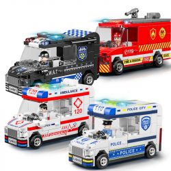 XIANG JUN XJ-7985 7985 XJ7985 non  THÀNH PHỐ KÉO LẠI XE bộ đồ chơi xếp lắp ráp ghép mô hình City CITY SERVICE EMERGENCY UNIT 556 khối