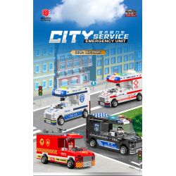 XIANG JUN XJ-7985 7985 XJ7985 non  THÀNH PHỐ KÉO LẠI XE bộ đồ chơi xếp lắp ráp ghép mô hình City CITY SERVICE EMERGENCY UNIT 556 khối