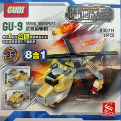 GUDI 8007-8 8007 non  CHIẾN BINH ĐẤT bộ đồ chơi xếp lắp ráp ghép mô hình Military Army MILITARY HELICOPTER 8 IN 1 Quân Sự Bộ Đội 679 khối