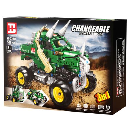 HAPPY BUILD SHINEYU XINYU YC-23013 23013 YC23013 non  XE BIẾN HÌNH TRICERATOPS KHỦNG LONG bộ đồ chơi xếp lắp ráp ghép mô hình Jurassic World Thế Giới Khủng Long 548 khối