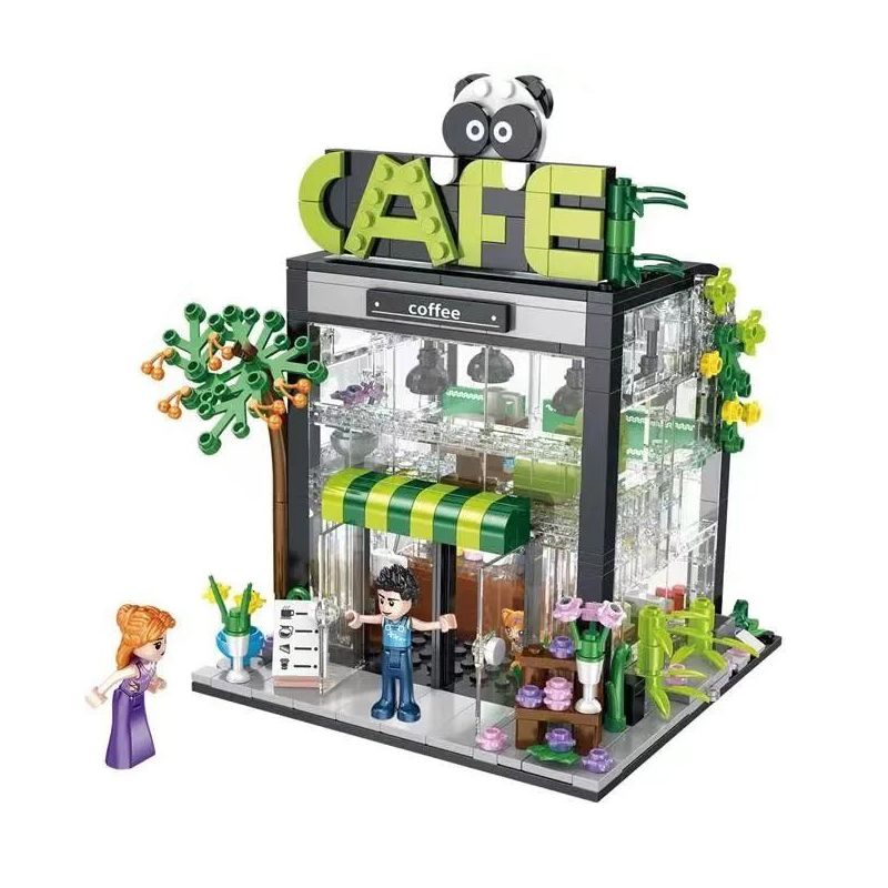 FORANGE FC8502 8502 non  QUÁN CÀ PHÊ bộ đồ chơi xếp lắp ráp ghép mô hình DREAM COTTAGE 589 khối