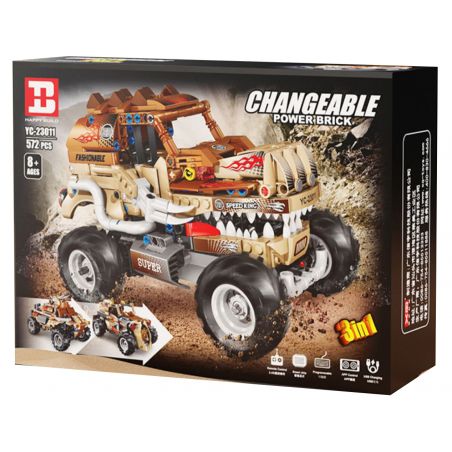 HAPPY BUILD SHINEYU XINYU YC-23011 23011 YC23011 non  TYRANNOSAURUS REX XE BIẾN HÌNH KHỦNG LONG bộ đồ chơi xếp lắp ráp ghép mô hình Jurassic World Thế Giới Khủng Long 572 khối