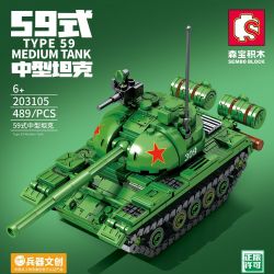 SEMBO 203105 non  XE TĂNG HẠNG TRUNG KIỂU 59 bộ đồ chơi xếp lắp ráp ghép mô hình Military Army TYPE 59 MEDIUM TANK Quân Sự Bộ Đội 489 khối