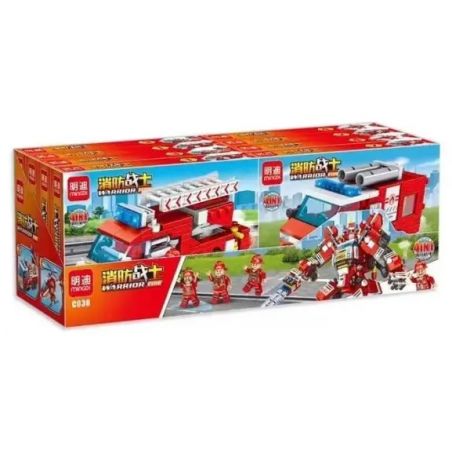 MINGDI LEIBAO C038 non  MÁY CHỮA CHÁY 4IN1 bộ đồ chơi xếp lắp ráp ghép mô hình FIRE TRUCK 756 khối
