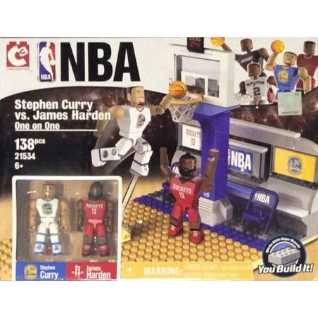 C3 21534 non  STEPHEN CURRY ĐẤU VỚI JAMES HARDEN bộ đồ chơi xếp lắp ráp ghép mô hình Brickheadz STEPHEN CURRY VS JAMES HARDEN ONE Nhân Vật Đầu To 138 khối