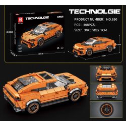 REOBRIX 690 non  LAMBORGHINI URUS bộ đồ chơi xếp lắp ráp ghép mô hình  Kỹ Thuật Công Nghệ Cao Mô Hình Phương Tiện 408 khối