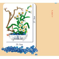 PEA LEAGUE 77123 non  NARCISSUS HƯƠNG THƠM THANH TAO bộ đồ chơi xếp lắp ráp ghép mô hình Flowers MARCISSUS Hoa 688 khối