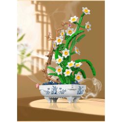 PEA LEAGUE 77123 non  NARCISSUS HƯƠNG THƠM THANH TAO bộ đồ chơi xếp lắp ráp ghép mô hình Flowers MARCISSUS Hoa 688 khối