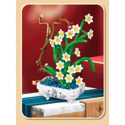 PEA LEAGUE 77123 non  NARCISSUS HƯƠNG THƠM THANH TAO bộ đồ chơi xếp lắp ráp ghép mô hình Flowers MARCISSUS Hoa 688 khối