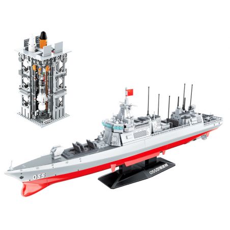 Enlighten 23015 Qman 23015 non  TÀU KHU TRỤC TYPE 055 1:258 tỷ lệ 1:258 bộ đồ chơi xếp lắp ráp ghép mô hình Tactical Espionage Action COMBAT ZONES Chiến Thuật Quân Sự 1721 khối