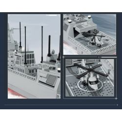 Enlighten 23015 Qman 23015 non  TÀU KHU TRỤC TYPE 055 1:258 tỷ lệ 1:258 bộ đồ chơi xếp lắp ráp ghép mô hình Tactical Espionage Action COMBAT ZONES Chiến Thuật Quân Sự 1721 khối