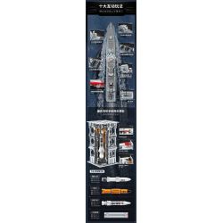 Enlighten 23015 Qman 23015 non  TÀU KHU TRỤC TYPE 055 1:258 tỷ lệ 1:258 bộ đồ chơi xếp lắp ráp ghép mô hình Tactical Espionage Action COMBAT ZONES Chiến Thuật Quân Sự 1721 khối