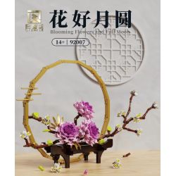 QIZHILE 92007 non  TRĂNG TRÒN HẠNH PHÚC bộ đồ chơi xếp lắp ráp ghép mô hình Flowers BLOOMING FLOWERS AND FULL MOON Hoa