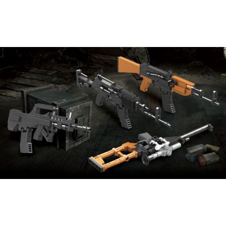 ZHEGAO QL0448 0448 non  MINIGUN 4 LOẠI QBZ VSS M762 AKM bộ đồ chơi xếp lắp ráp ghép mô hình MHWP Súng 407 khối