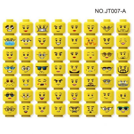 JT007A 007A JT007B 007B non  56 ĐẦU MINIFIGURE bộ đồ chơi xếp lắp ráp ghép mô hình Collectable Minifigures Búp Bê Sưu Tầm