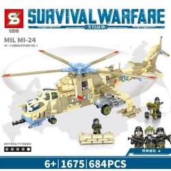SHENG YUAN SY 1675 non  PHÁO HẠM MI-24 bộ đồ chơi xếp lắp ráp ghép mô hình Military Army SURVIVAL WARFARE MIL MI-24 Quân Sự Bộ Đội 684 khối