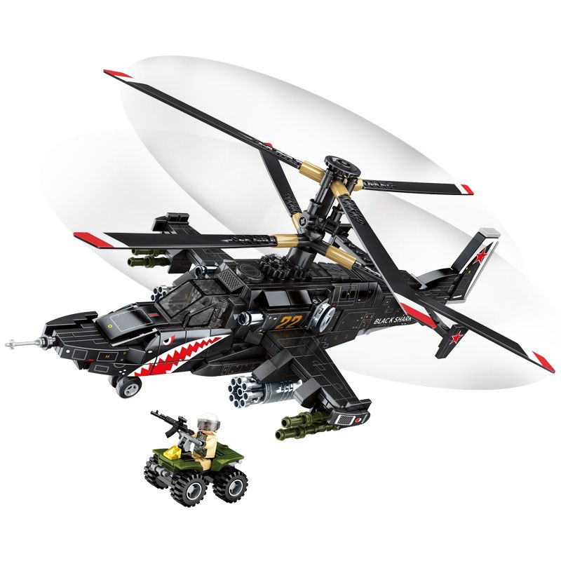 SHENG YUAN SY 1674 non  TRỰC THĂNG CÁ MẬP ĐEN bộ đồ chơi xếp lắp ráp ghép mô hình Military Army SURVIVAL WARFARE CHERNAYA AKULA Quân Sự Bộ Đội 533 khối