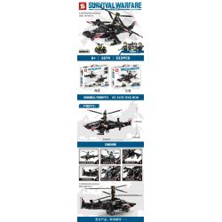 SHENG YUAN SY 1674 non  TRỰC THĂNG CÁ MẬP ĐEN bộ đồ chơi xếp lắp ráp ghép mô hình Military Army SURVIVAL WARFARE CHERNAYA AKULA Quân Sự Bộ Đội 533 khối