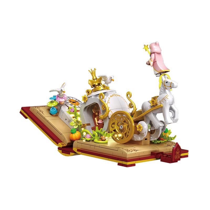 WEKKI 506173 non  CÔ BÉ LỌ LEM·THÀNH HIỆN THỰC bộ đồ chơi xếp lắp ráp ghép mô hình Disney Princess FAIRY TALE BOOK CINDERELLA Công Chúa 600 khối