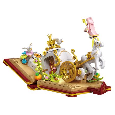 WEKKI 506173 non  CÔ BÉ LỌ LEM·THÀNH HIỆN THỰC bộ đồ chơi xếp lắp ráp ghép mô hình Disney Princess FAIRY TALE BOOK CINDERELLA Công Chúa 600 khối