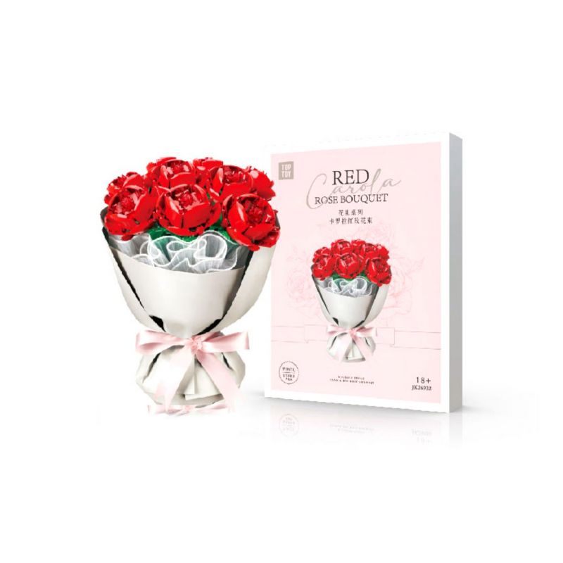 TOP TOY JK26932 26932 non  BÓ HOA HỒNG ĐỎ TRÀNG bộ đồ chơi xếp lắp ráp ghép mô hình RED CAROLA ROSE BOUQUET